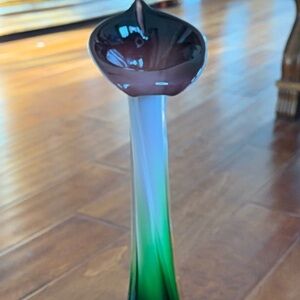 Elegant Green and Pink Glass Vase